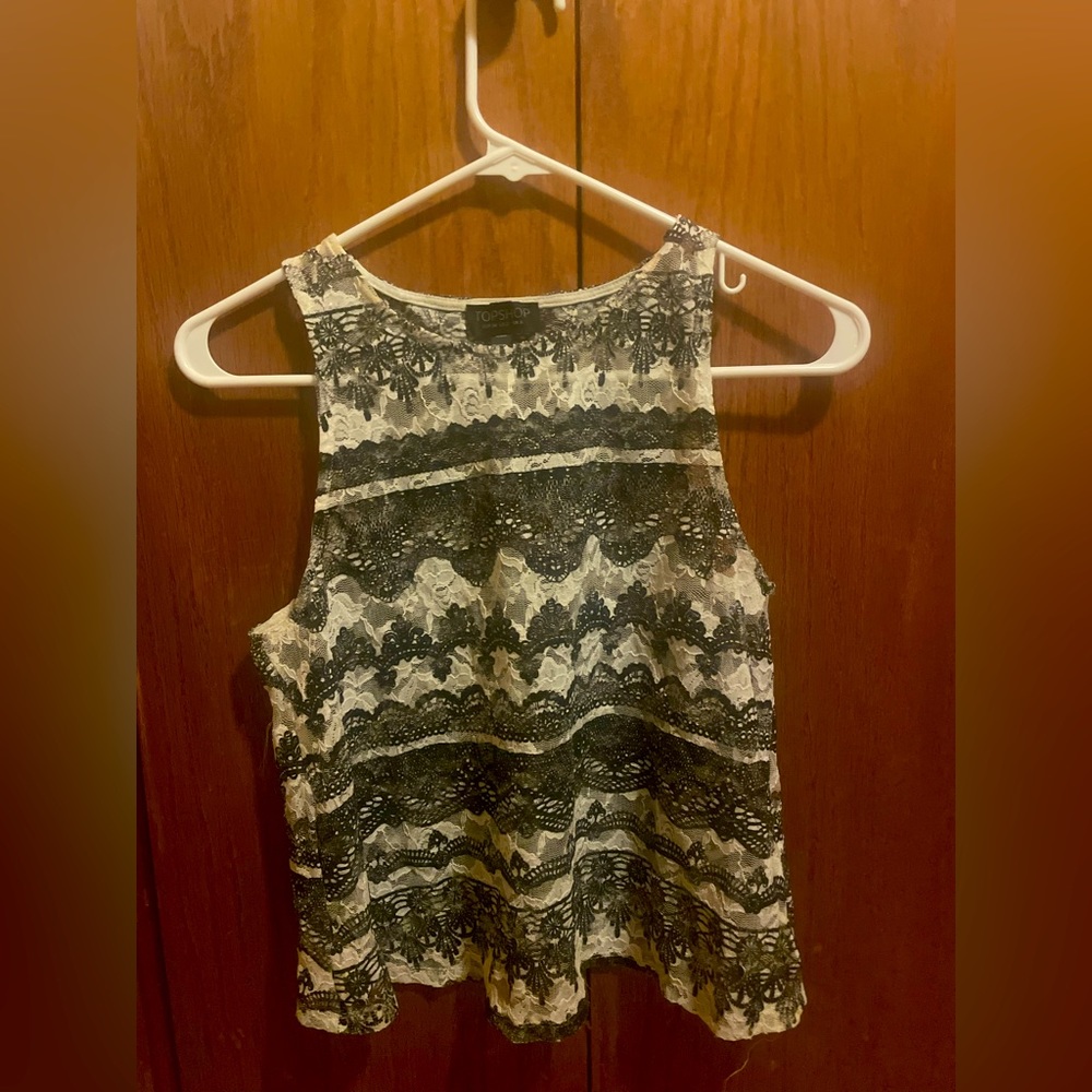 Black and white lace Topshop top